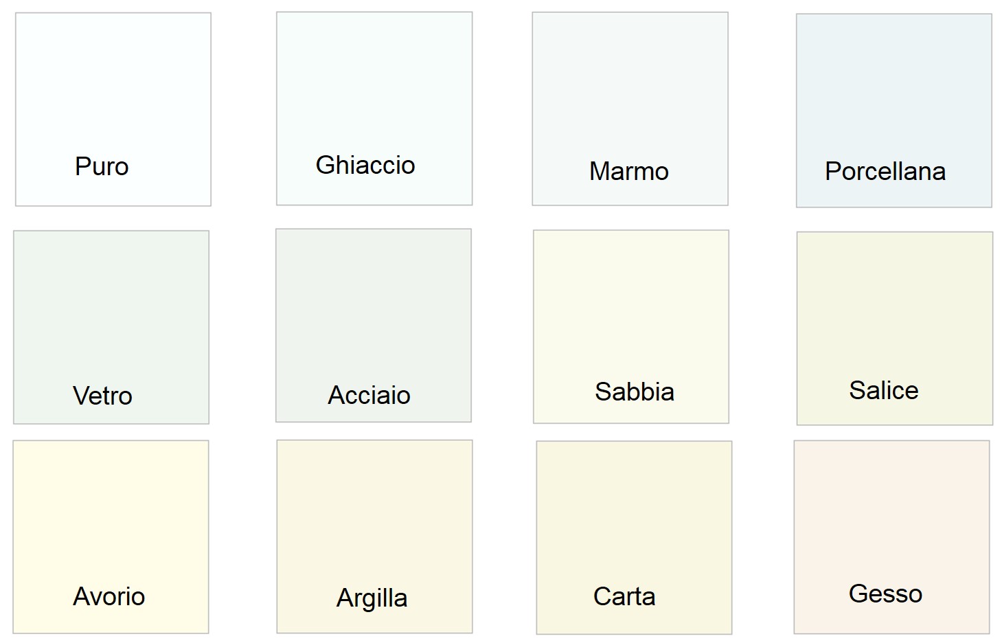 palette di bianco